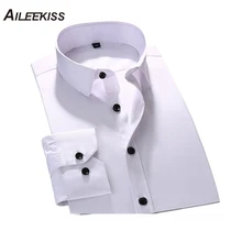Мужские деловые рубашки большого размера Мужская Повседневная рубашка с длинными рукавами белая однотонная мужская классическая мужская рубашка мужские свадебные рубашки XT523