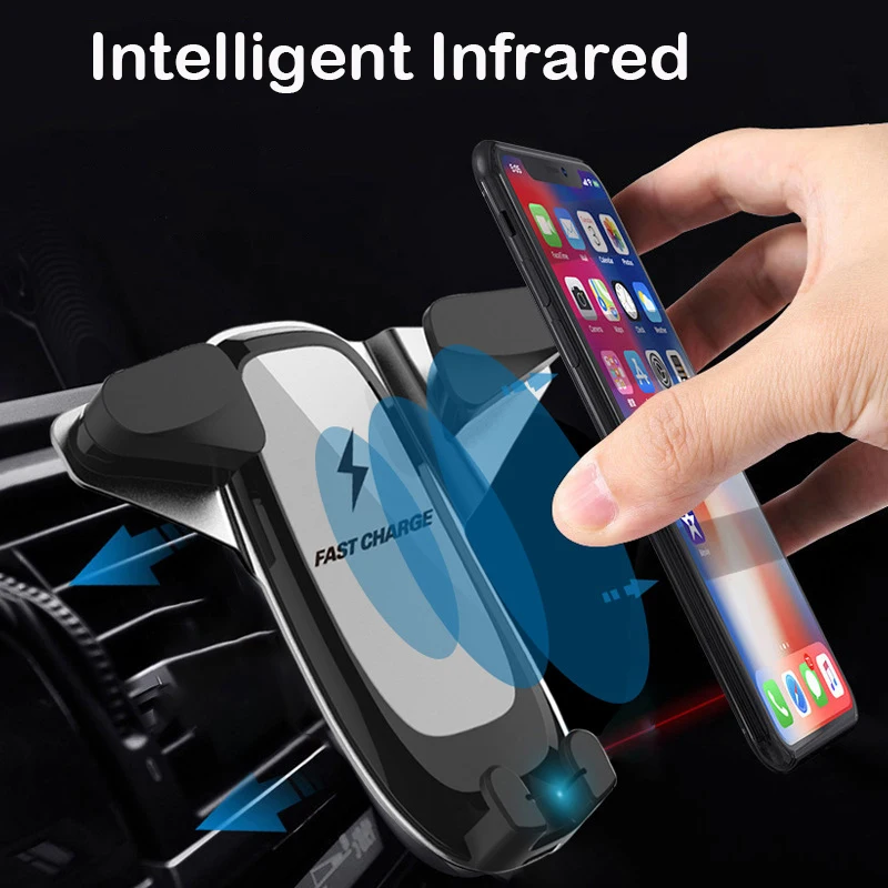 Car Wireless phone Charger For Apple iPhone XS XR X 8 Plus Samsung Note 9 S9 S10 Car Phone Holder Fast QI Car Automatic Charger