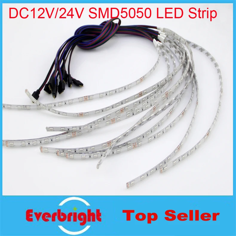 cheap 100pcs lot Waterproof IP65 5050 SMD 0.4M 24 LEDs 0.5M 30 LEDs DC12V 24V RGB Flexible led strip light for car decoration