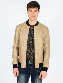 

Faux leather Jacket with collar Korean