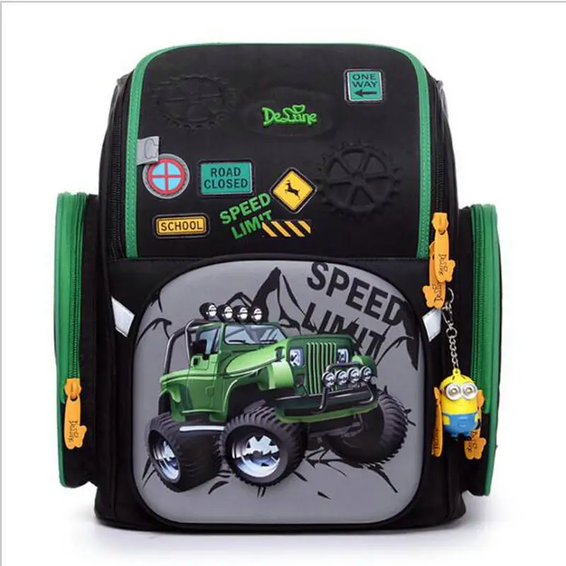 Delune School Bags Children Burden Reducing School Backpacks Nylon Material 3D Car Print Orthopedic Backpack For Boys Delune School Bags Children Burden Reducing School Backpacks Nylon Material 3D Car Print Orthopedic Backpack For Boys