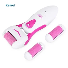 Kemei Electric Foot Care Tool Dead Skin Removal Pedicure Foot file Exfoliator Heel Callus Remover with 2 Replaceable Heads