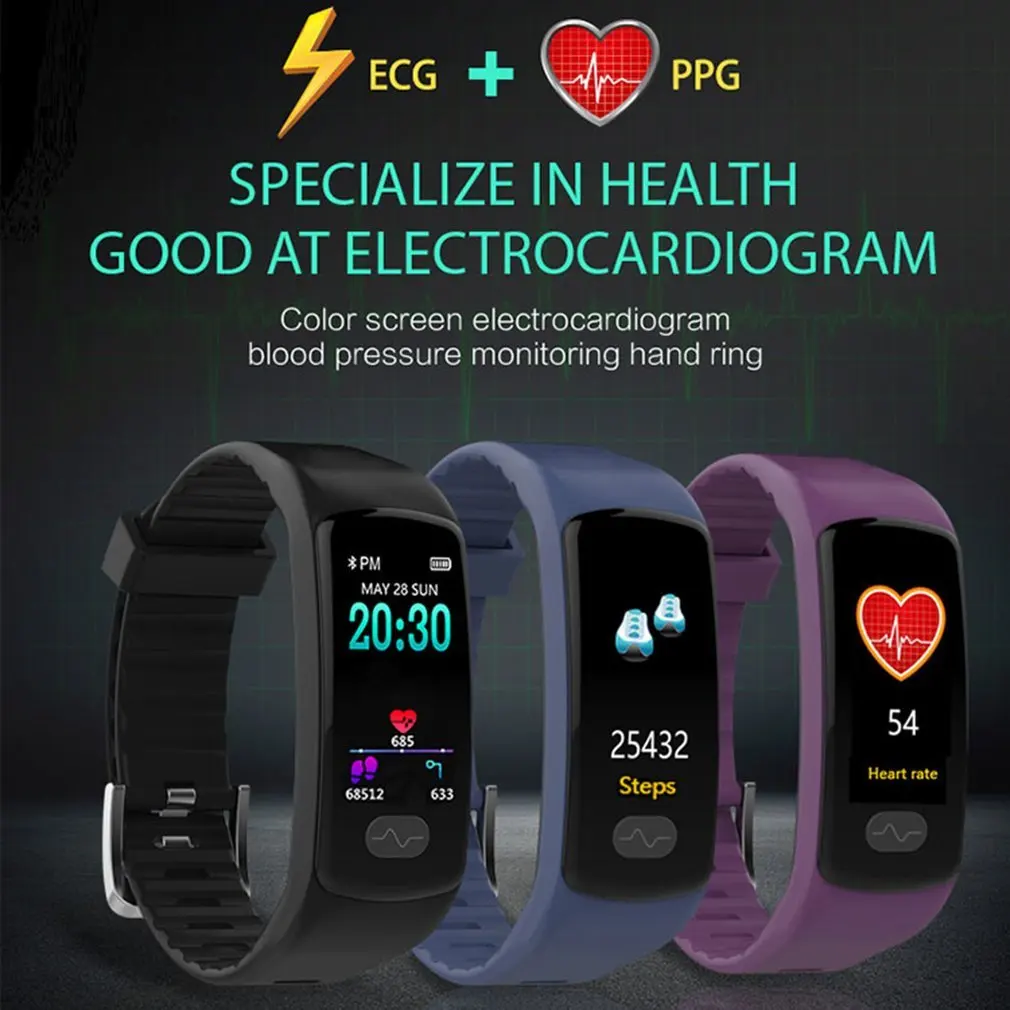 

E07 Smart Bracelet Heart Rate Monitor Fitness Tracker Smart Wristband ECG/PPG Blood Pressure Smart Band Watch For IOS Android