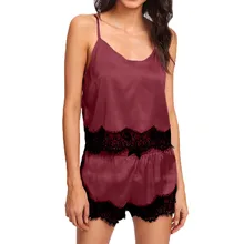 YOUYEDIAN Женское ночное белье без рукавов Ночная сорочка на бретельках Для Женщин Сексуальное белье-Пижама кружевной отделкой Атласный топ на бретельках Детские пижамные комплекты# y30
