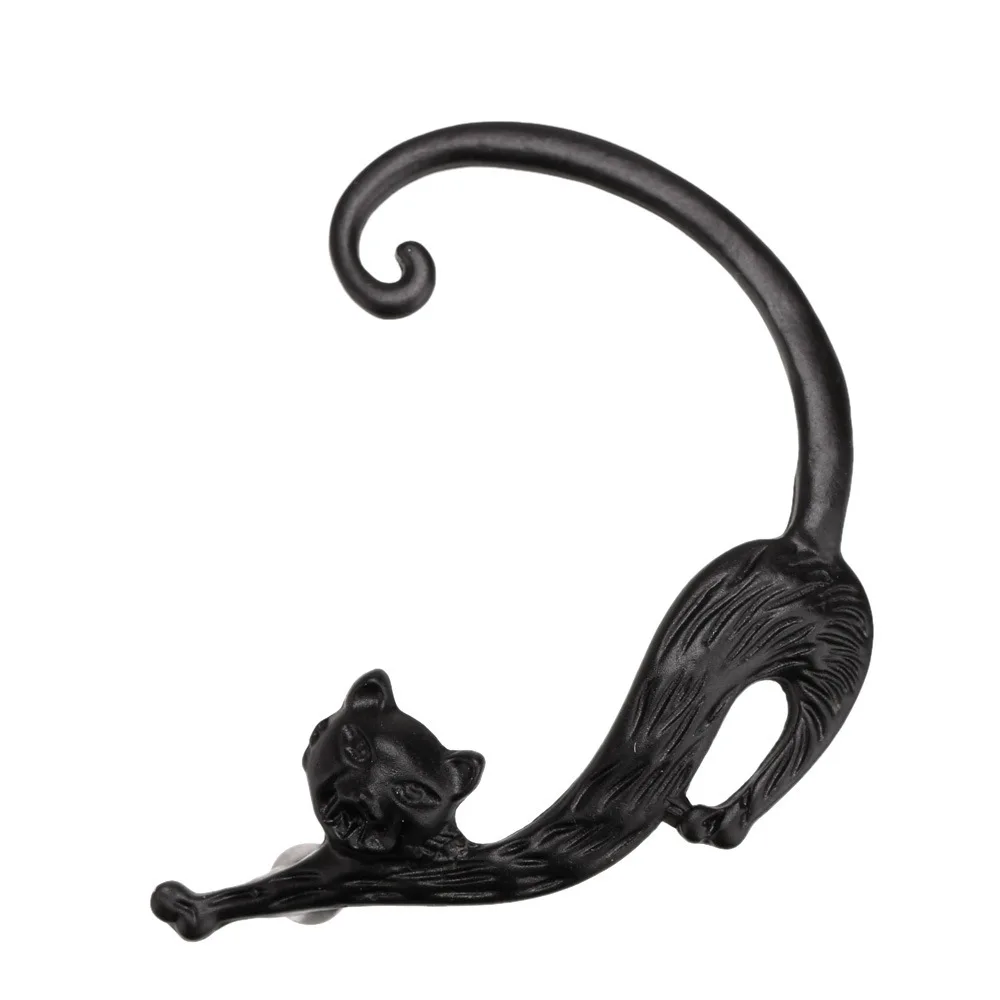 1 шт., винтажные серьги в виде черного кота для женщин и мужчин, ювелирные изделия в стиле панк, серьги-гвоздики в виде животных, индийские серьги-гвоздики ручной работы E220 - Окраска металла: black
