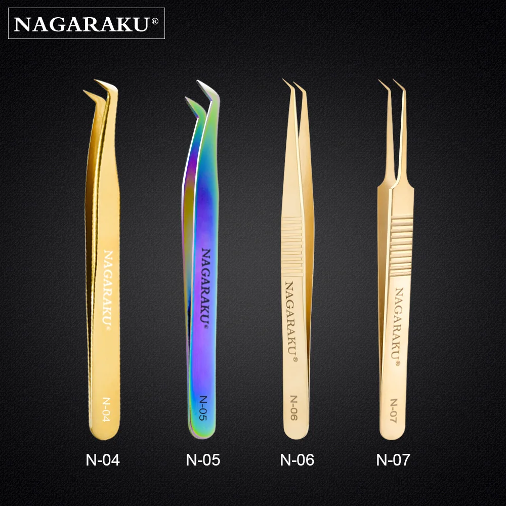 

NAGARAKU Make up Tools Eyelash Tweezers Fans Eyelash Tweezers Russian Volume Accurate Auto-fans Tweezers N type Pincette
