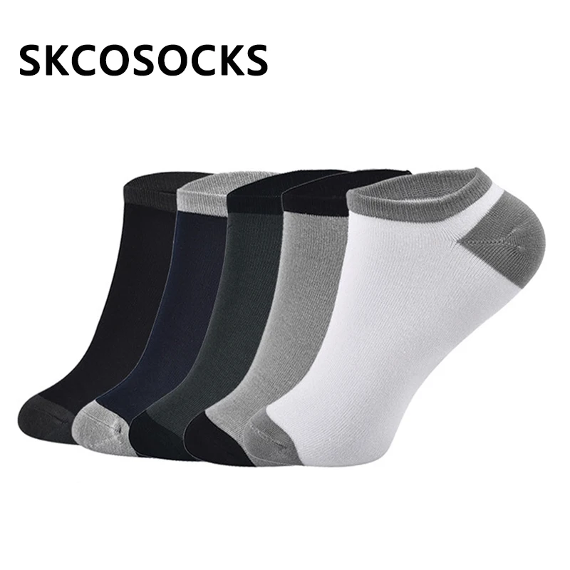 SKCOSOCKS бамбуковые древесные волокна носки мужские носки невидимые 5 пар/Лот дышащие повседневные носки тонкие летние осенние носки