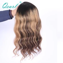150% Wavy Ombre 1B/4 Highlights27#Blonde Malaysian Baby Hair Remy Human Hair Lace Wigs Baby Hair Ombre Color Human Hair Wig