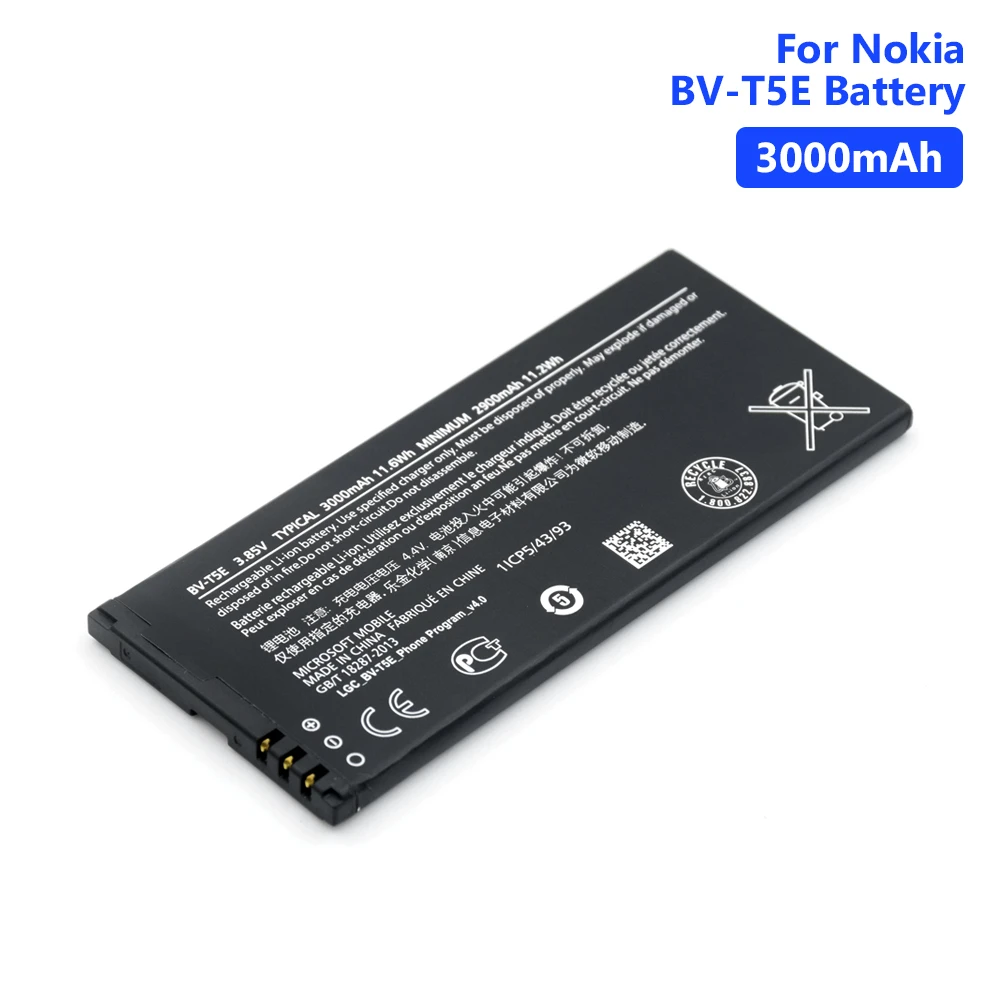 3,85 V 3000 мА/ч, BV-T5E литий-ионный Батарея BVT5E/BV T5E Cellpone Батарея для Nokia microsoft Lumia 950 RM-1106 RM-1104 RM-110