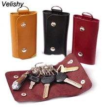 Velishy 1 шт. Новая высококачественная модная Стильная однотонная ключница, сумочка для ключей унисекс мини из искусственной кожи, автомобильные держатели для домработницы