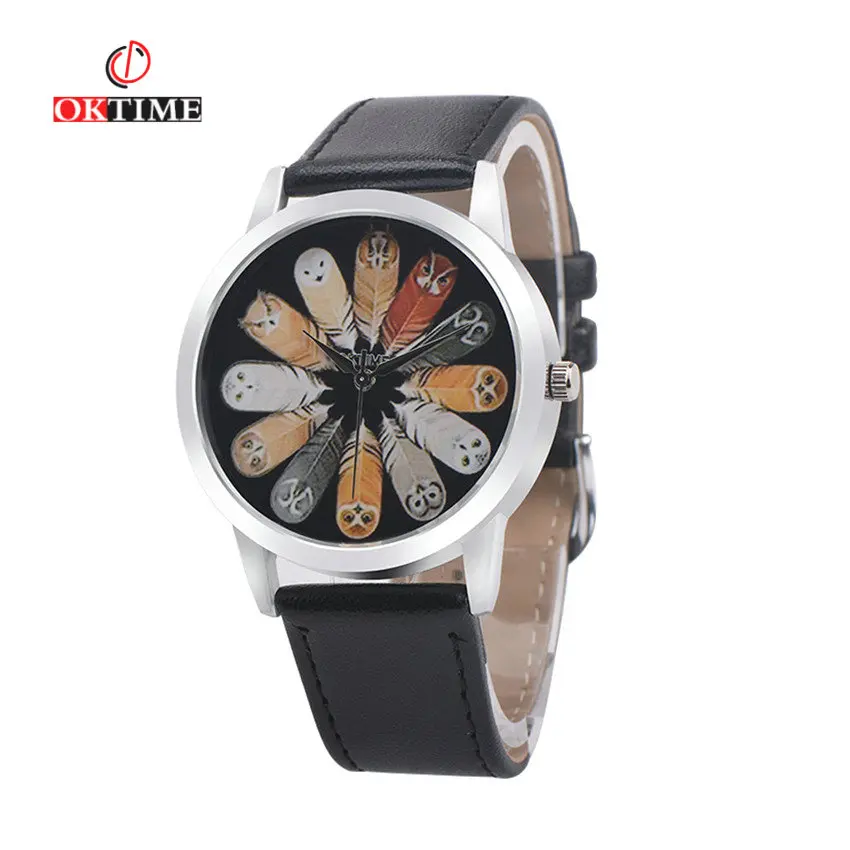 

OKTIME Women Ladies Luxury Men's Quartz Wrist Watch for Woman New Casual Women Dress Owl Leather WristWatch Relojes Mujer