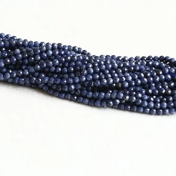 Natural Genuine Blue Sapphire Round Loose Gemstone Faceted Small Beads 2mm 3mm 4mm 5mm5