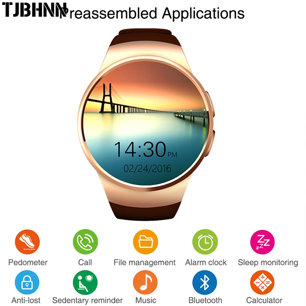 

2019 Smart Watch Men KW18 Passometer Monitor Heart Rate Phone watch SIM Card for IOS Android Bluetooth Watch Smart Push Message