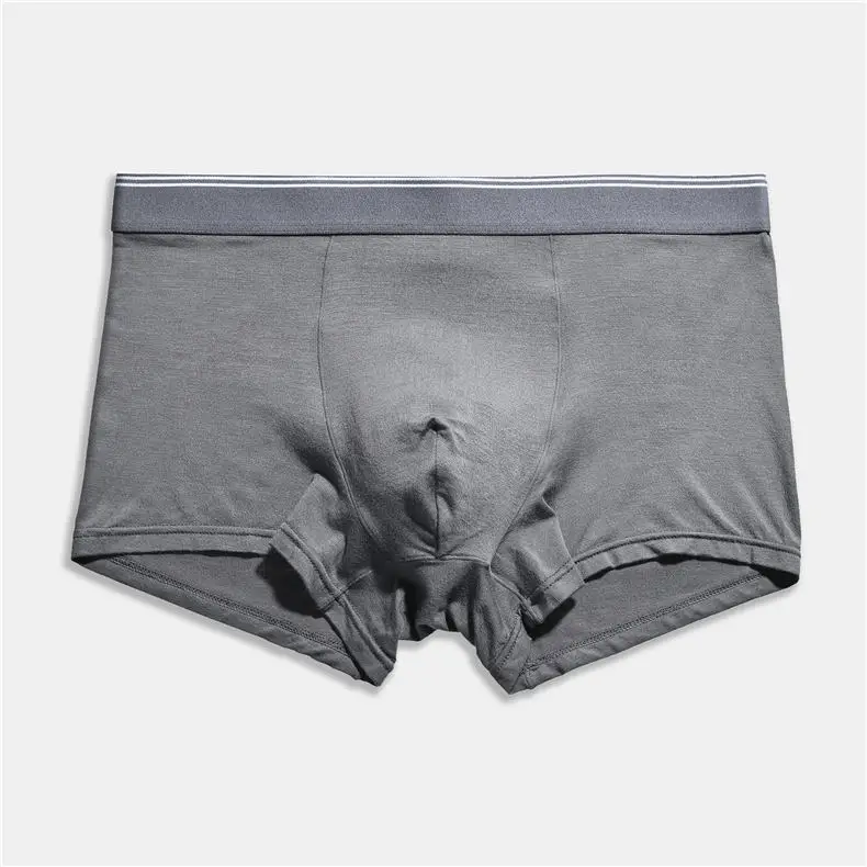 UYEEMU Boxers Men Underwear Modal Mens Boxer Shorts Solid Homme Pull Panties Sexy Male Underpants 3Pcs Lot Gray White Black Gray-05
