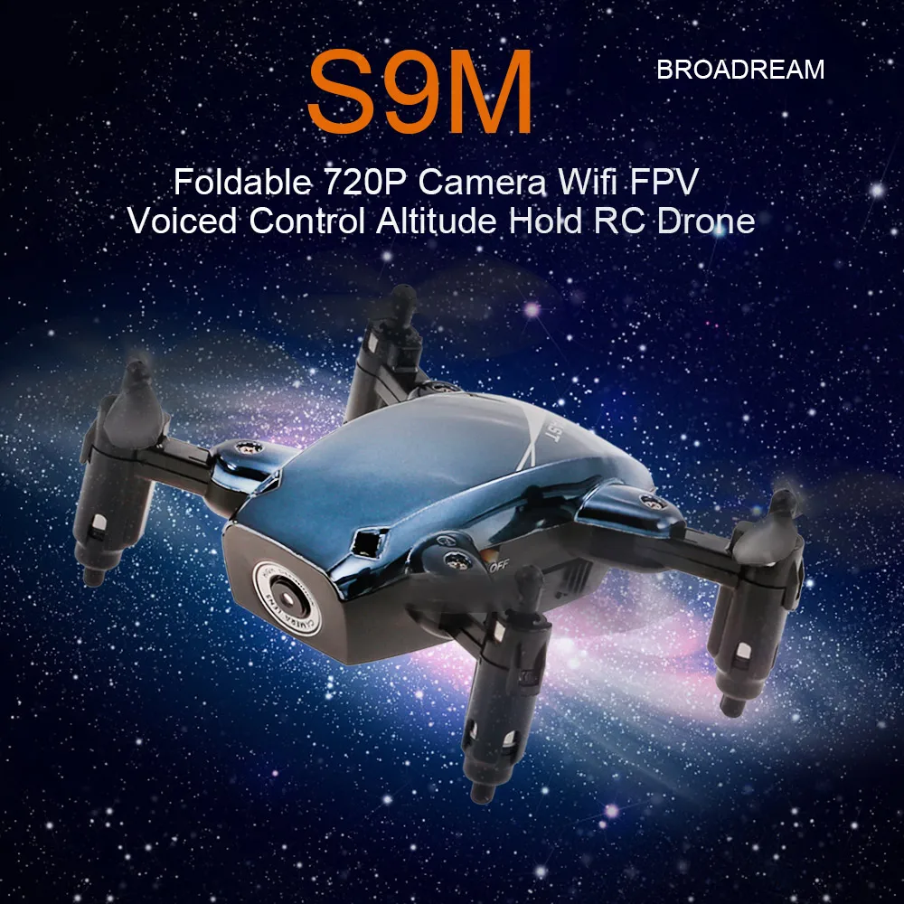 

Drone with Camera S9M Foldable 2.4G 720P Wifi FPV Voiced Control Mini Drone Altitude Hold Training RC Quadcopter VS S9