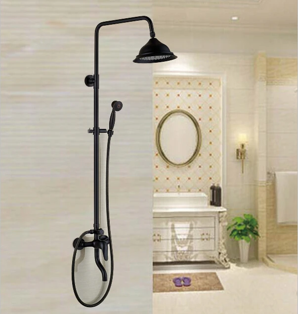 Luxury Oil Rubbed Bronze Bath Shower Faucet Set 8" Rainfall Shower Head