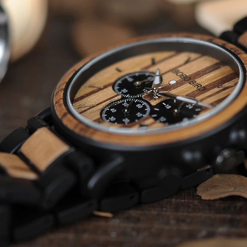 BOBO BIRD Wooden Men Watch Relogio Masculino Luminous Luxury Top Brand Chronograph Watches erkek kol saati Drop Shipping