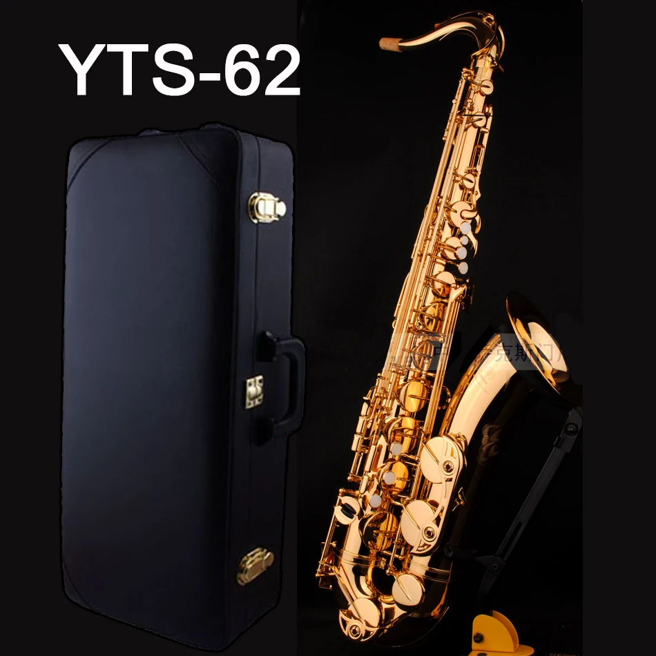 

Professional Tenor Saxophone YTS-62 Bb Gold Lacquer Saxophone Golden Sax tenor Musical instrument instrument with case mouthpiec