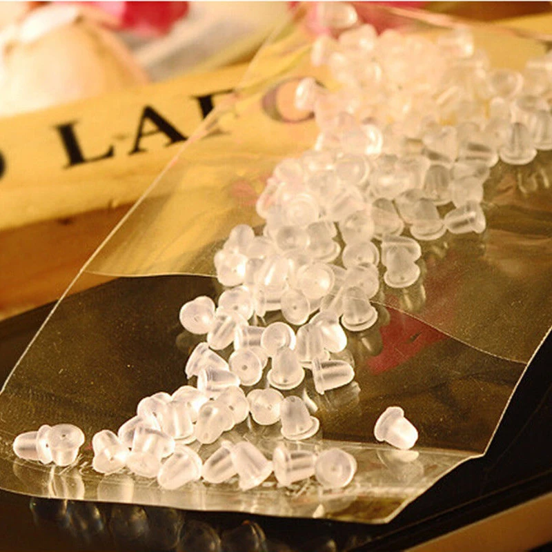 500PCS 4mm Silicone Rubber Earring Back Plugs Stoppers Nuts Findings Jewellery
