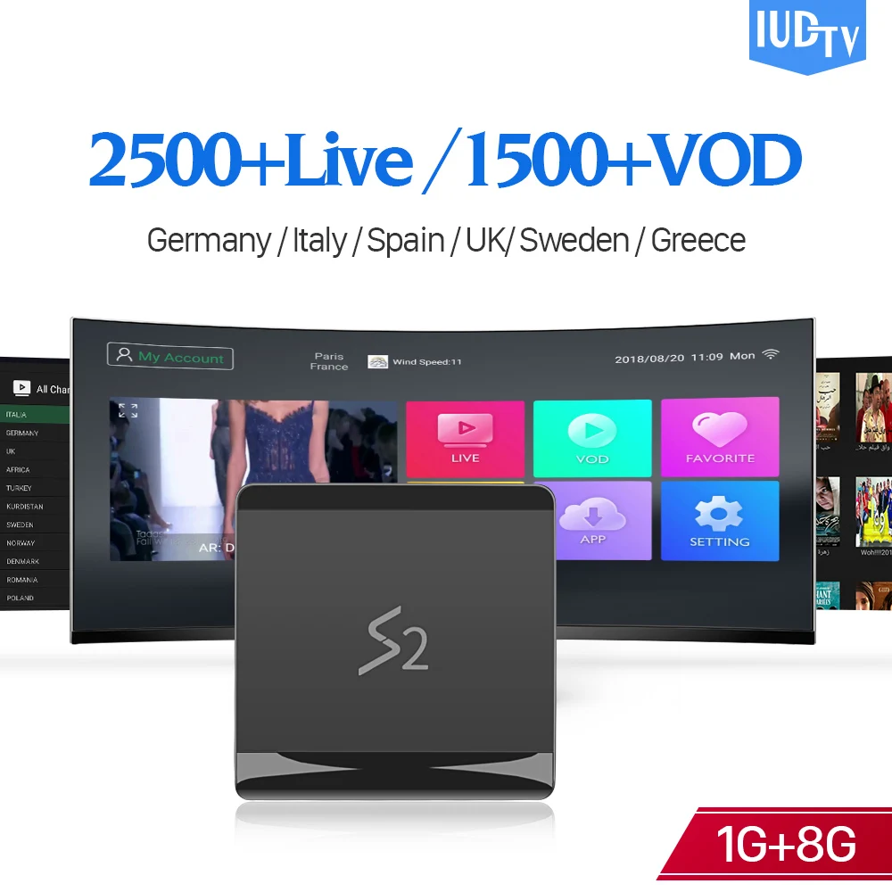 

IPTV Sweden Italy Box with 1 Year IUDTV Code Leadcool S2 Android 8.1 RK3229 IPTV Subscription Spain Sweden Arabic Portugal IP TV