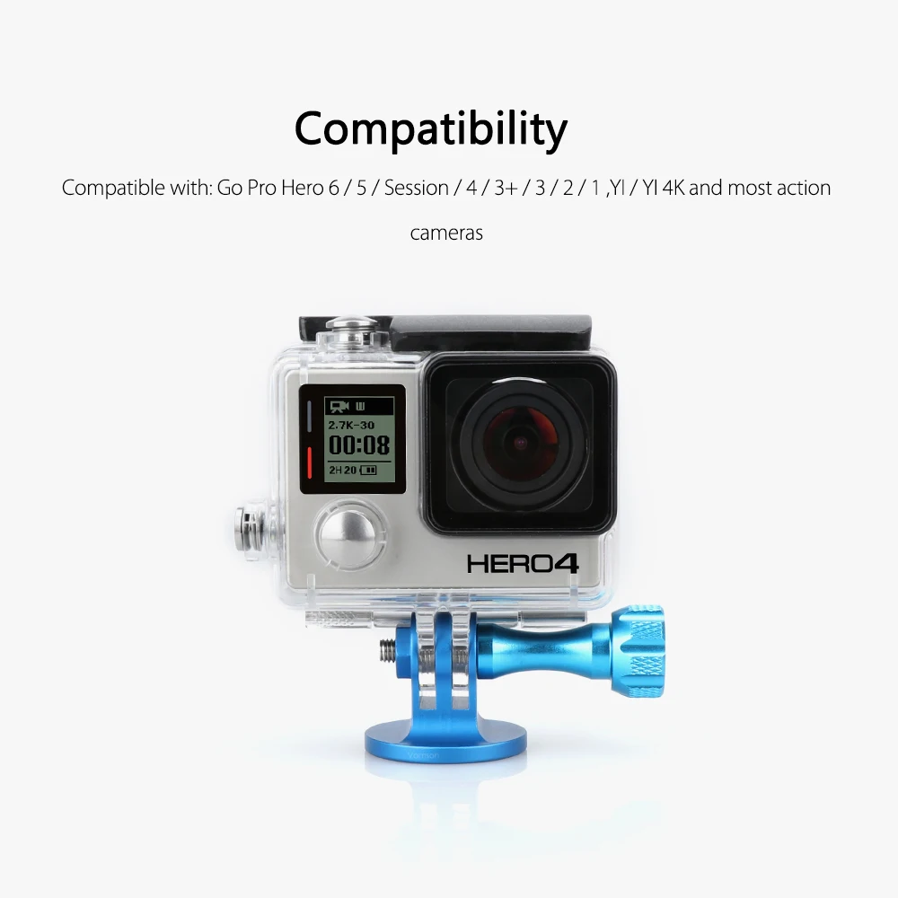 Vamson аксессуары для Gopro Hero 8 7 6 5 4 3 крепление CNC алюминиевый сплав Штатив Адаптер для Xiaomi Yi 4K Eken для SJCAM VP124