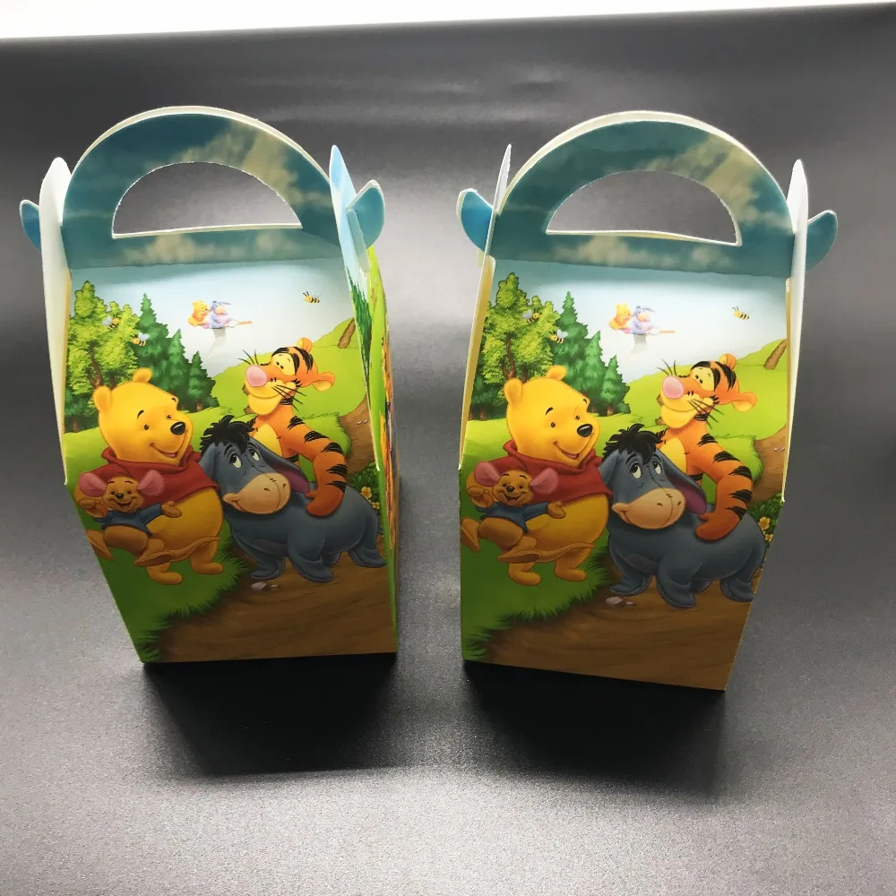 

6PCS/LOT WINNIE THE POOH CANDY BOXES KIDS BIRTHDAY BABY SHOWER PARTY DECORATIONS WINNIE THE POOH GIFT BOXES HAND BOXES