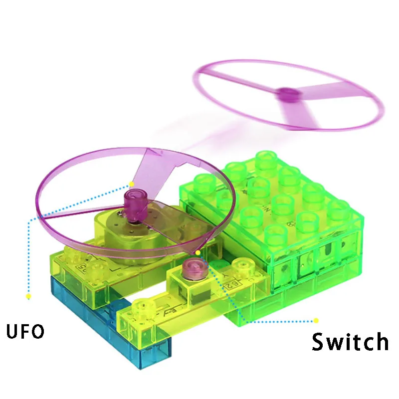 

Electric building blocks lighting children's circuit electronic fan four-in-one assembled science and education toy