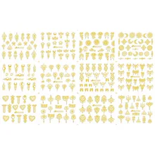 12 шт./лот, самоклеющиеся 3D наклейки для ногтей, татуировки, белый, черный, золотой, серебряный, лотос, звезды, луна, кулон, рамадам, HBJY241-252