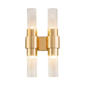 

brief design glass wall light modern wandlamp AC110V 220v gold wall sconce lighting bedroom lamp