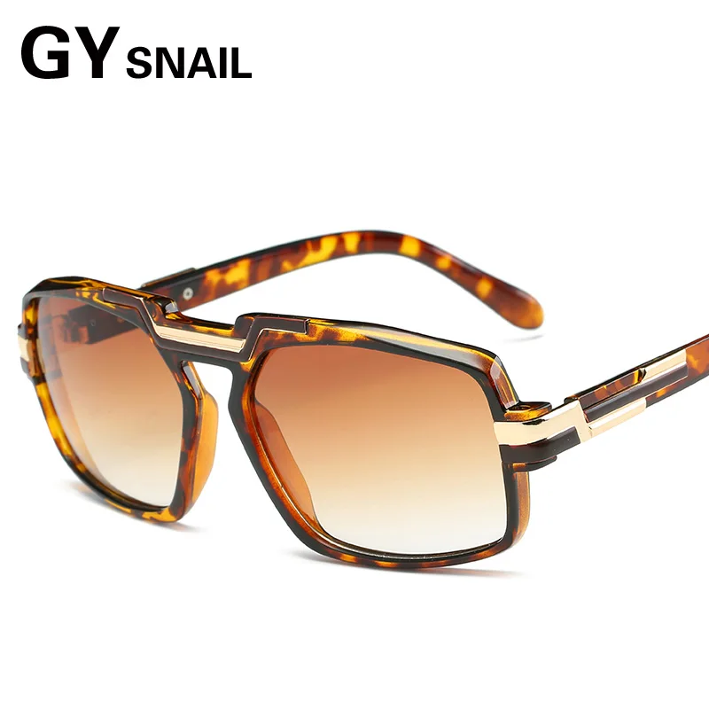 

GY SNAIL Brand new 2017 new steampunk square sunglasses men flat top metal gold european american retro sun glasses luxury male