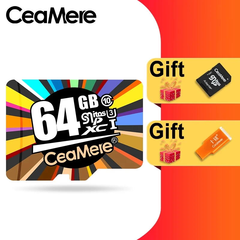 CeaMere Micro SD карта класс 10 UHS-1 8 Гб класс 6 16 Гб/32 ГБ U1 64 Гб/128 ГБ/256 ГБ U3 карта памяти флэш-память Microsd для смартфона - Емкость: SM-TF-XC64GB