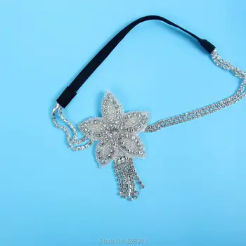 

Luxury Vintage Flower Design Rhinestone Applique wedding Bride Head band Made of Crystal stone and Ribbon Handmade