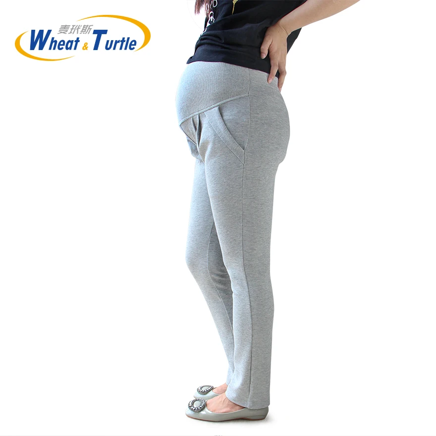 

2019 New Arrival Designer Good Quality Light Grey Cotton Maternity Winter Leggings Comfortable Warm leggings For Pregnant Women