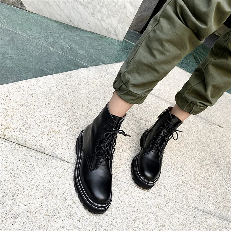 FEDONAS 2020 Ins Autumn Winter Quality Genuine Leather Punk Short Boots Lace Up High Heels Women Ankle Boots Party Shoes Woman