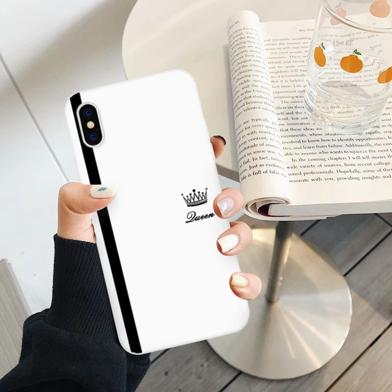 Чехол для влюбленных JAMULAR King queen для iPhone X XS MAX X XR 11 Pro 7 8 6 6s Plus черный белый Силиконовый мягкий чехол для телефона