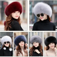 IANLAN, женские шапки с натуральным мехом лисы, зимние, уличные, теплые, ветрозащитные, верхняя шапка, русский стиль, Натуральная овечья кожа, шапки IL00249