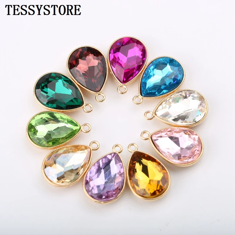

5pcs Glass Crystal Metal Pendants Multi-color Glass Faceted Pendant For Jewelry Making Necklace Bracelet Handmade Accessories