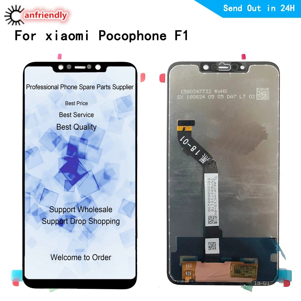 

6.18" LCD For Xiaomi pocophone F1 poco F1 LCD Display Touch panel outer glass Screen Digitizer module with frame Assembly