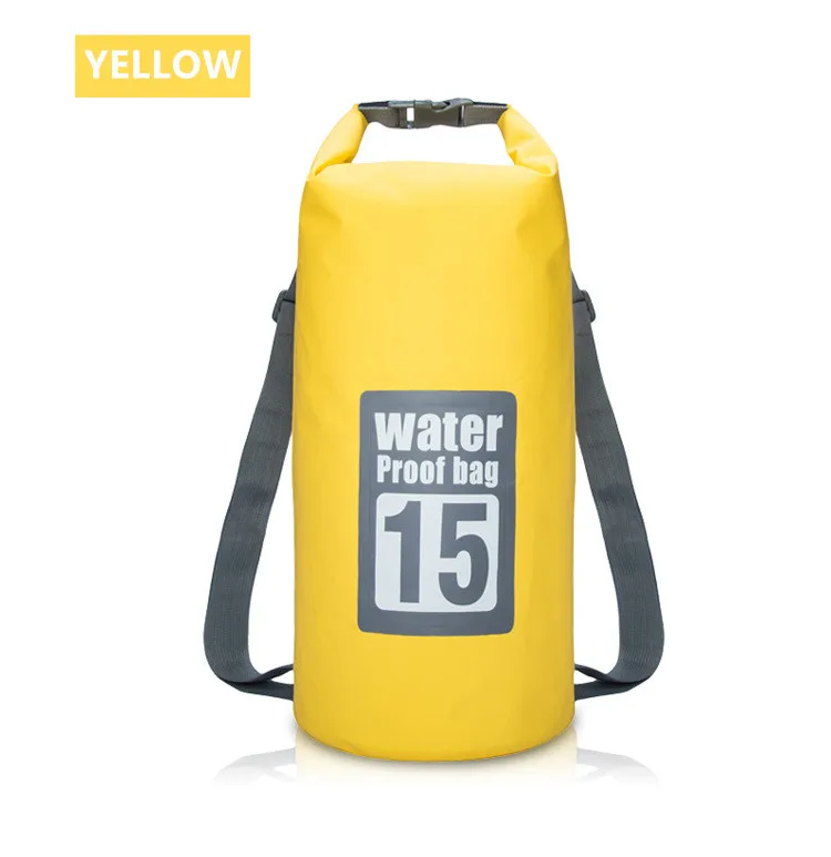15L Водонепроницаемый нейлон ПВХ сухой мешок Спорт на открытом воздухе плавающие на лодке Каякинг мягкий рюкзак Складная плавательный сумка для хранения - Цвет: Yellow