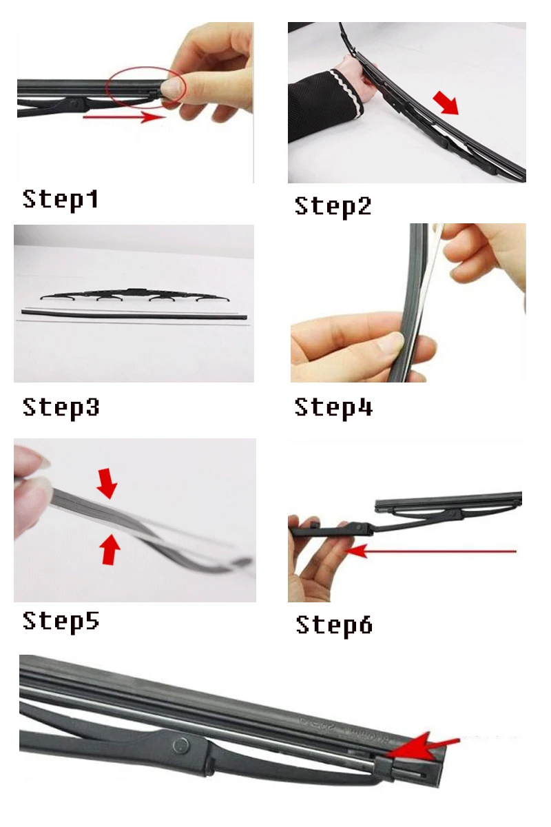 2 шт., не режущая Автомобильная Металлическая Щетка стеклоочистителя, запасная часть 6 мм, 1", 16", 2", 24", 2", сменные резиновые щетки стеклоочистителя