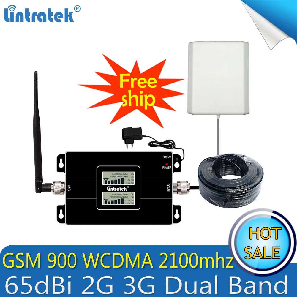 

Lintratek 2G 3G GSM 900 WCDMA 2100mhz Celular Bual band Cell Smart Phone Signal Booster 3G GSM Signal Repeater 3G Amplifier