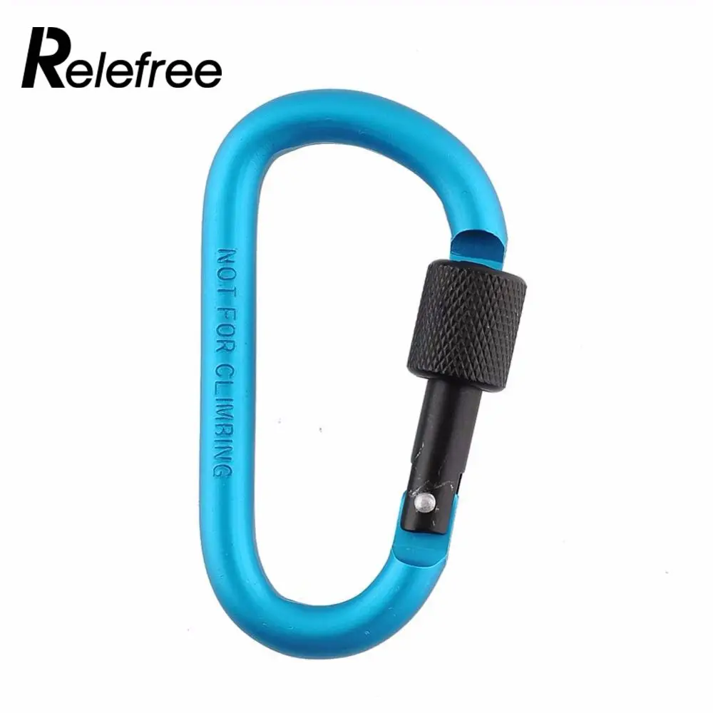 relefree Useful Keychain Aluminum Carabiner D Ring Locking Key Clip Hook Snap Outdoor Sport