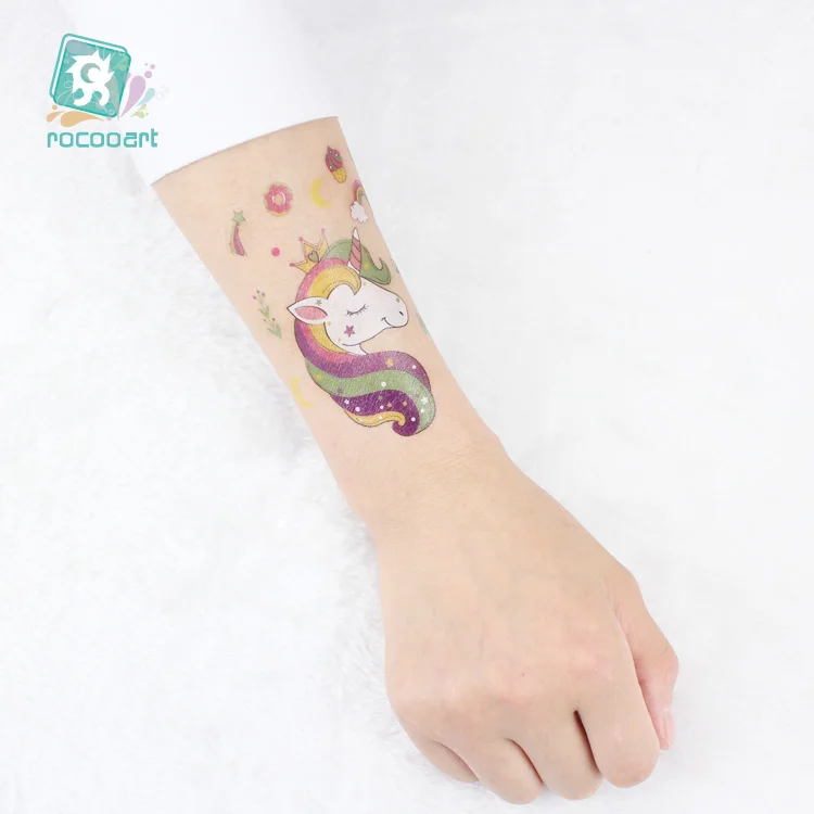 EC47-670 New Cartoon Cute Kids Children Animal Unicorn Horse Temporary Tattoo Sticker Body Art Fake Flash Taty Tatoo