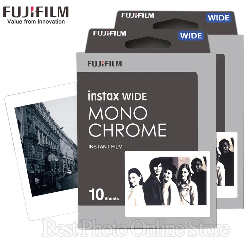 

20 Sheets Fujifilm Fuji Instax Wide Film Black and white Monochrome For Fuji Instant Camera 300/200/210/100/500AF Photo paper