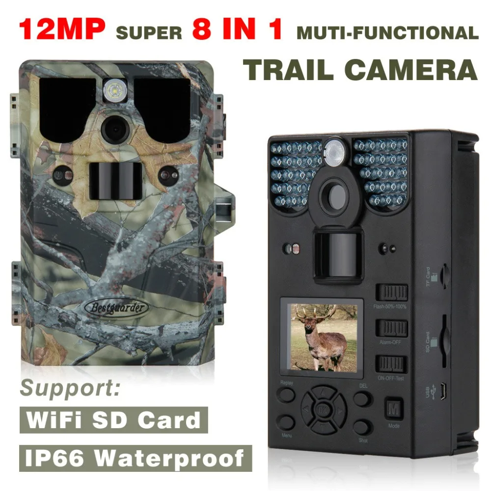 New WIFI SD Card 12mp 44pcs LED Infrared scouting font b camera b font Night Vision