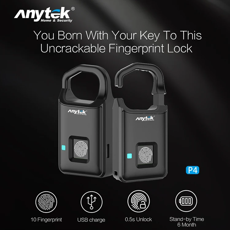

New Fingerprint Lock Smart Locks Home Luggage Dormitory Finger printLocker Case Door Waterproof Long Standby Electronic Padlock