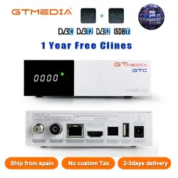 GTmedia GTC приемное устройство Android 6,0 ТВ коробка DVB-S2 DVB-C DVB-T2 Amlogic S905D M3U 2/16GB + 1 год cccam спутниковый ТВ телевизор