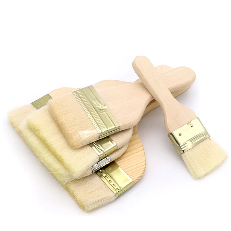 URANN 4pcs 2" 3" 4" 5" Oil Paint Brush goat hair wooden handle art