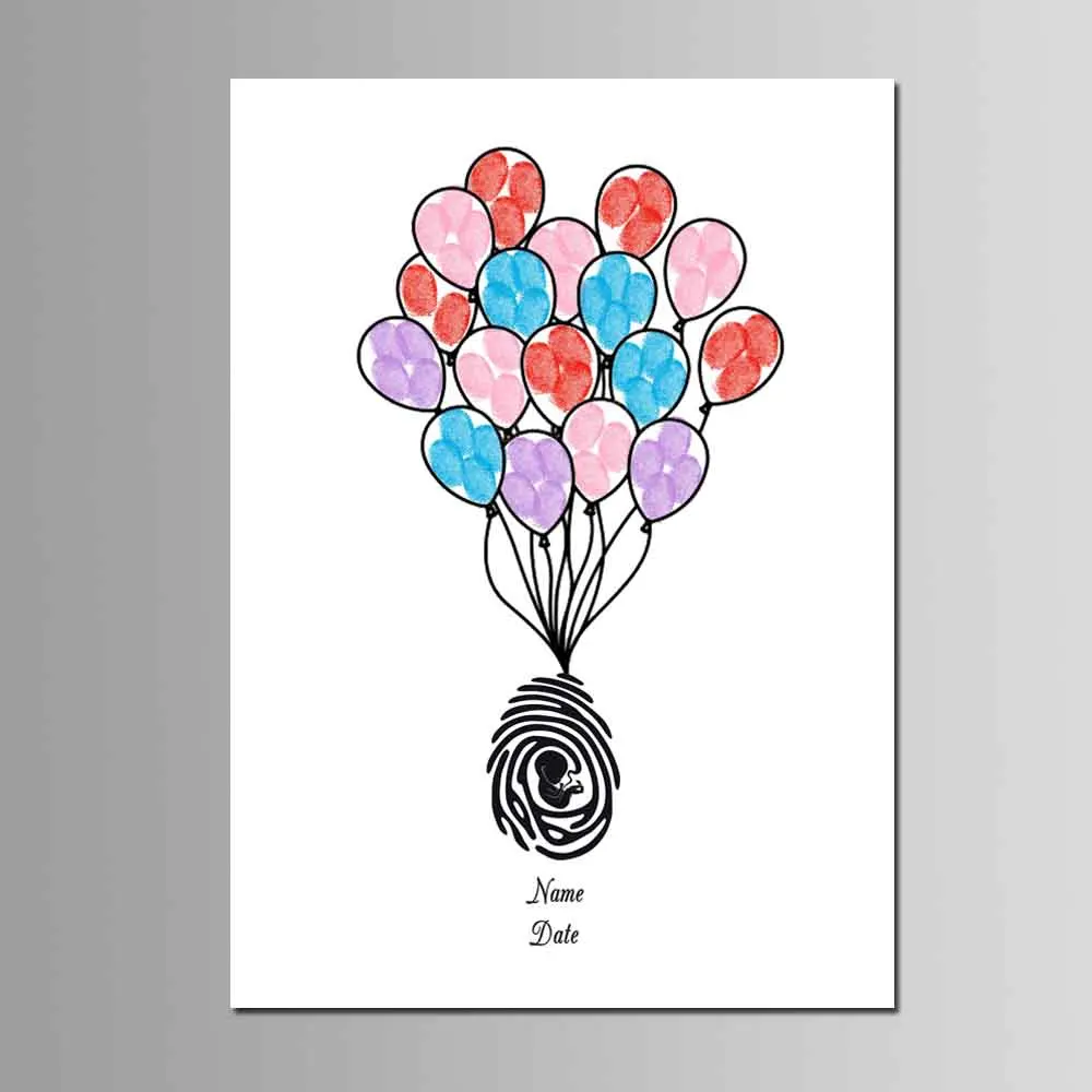 

New Design Baby Baptism Party Favor DIY Fingerprint Tree Signature Guest Book Boy Girl Birthday Gift Customized Canvas Painting