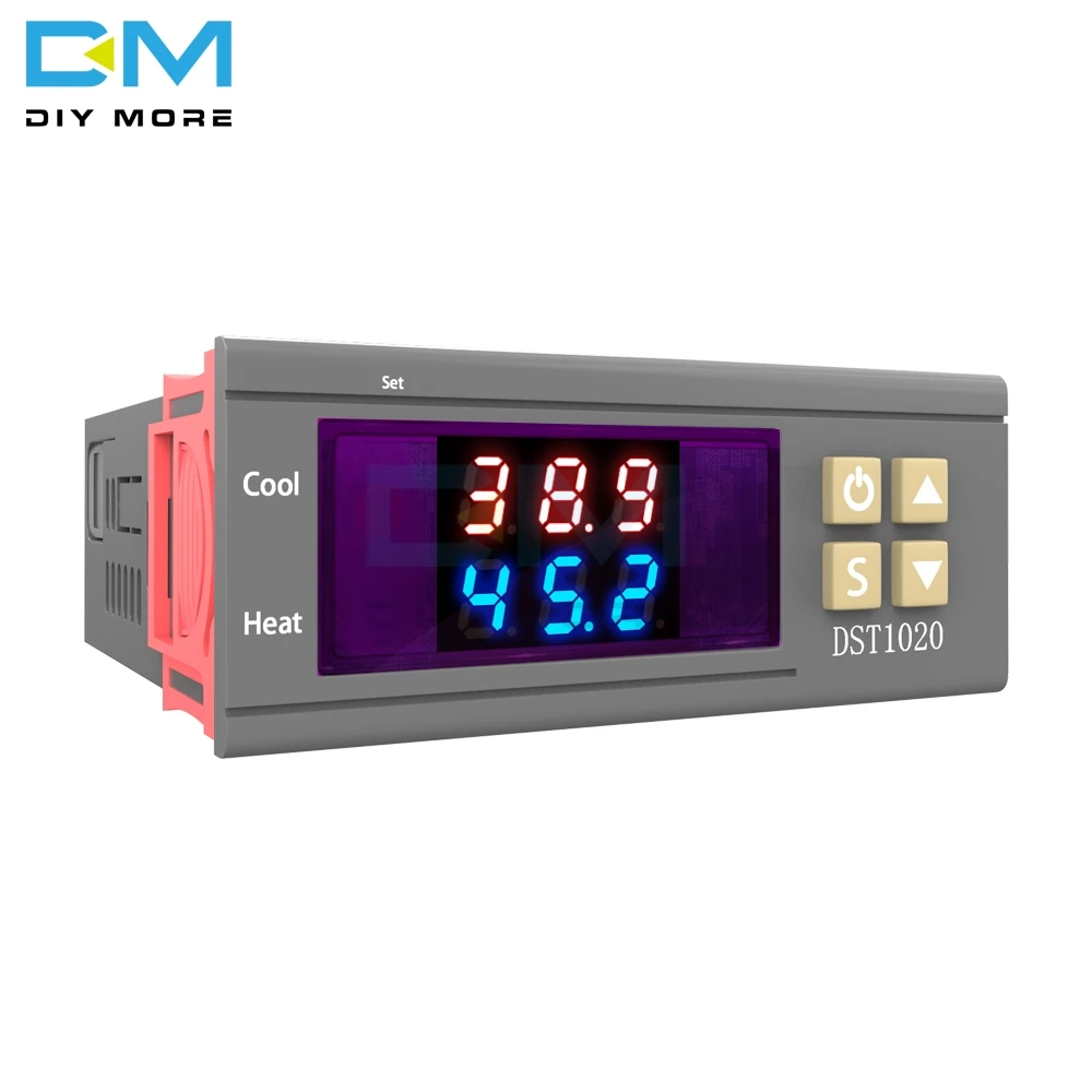 

DST1020 AC 110-220V Dual Display Digital Temperature Controller Control Thermostat DS18B20 Waterproof Sensor Replace STC-1000